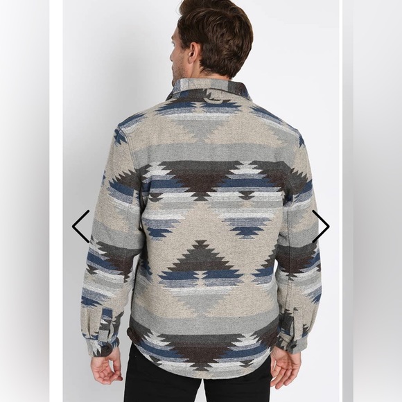 Jachs Men’s Tan Aztec Sherpa Lined Wool Blend Jacket Shacket - Picture 4 of 16